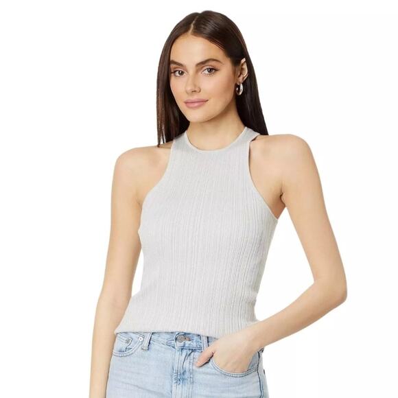 NWT Madewell Signature Shimmer Knit Cutaway Sweater Tank Silver Racerback XS - Picture 1 of 8